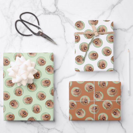 Briard Painting Tawny Black Overlay Niedlicher Hun Geschenkpapier Set (Vorderseite)