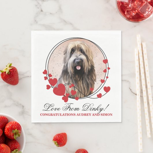 Briard Red Heart Frame Hund Foto Serviette (Beispiel)