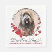 Briard Red Heart Frame Hund Foto Serviette (Vorderseite)