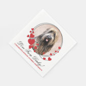 Briard Red Heart Frame Hund Foto Serviette (Ecke)