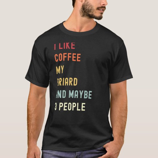 Briard Retro Hund und Kaffee T-Shirt (Vorderseite)