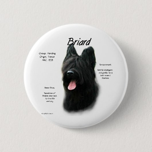 Briard (schwarz) History Design Button (Vorderseite)