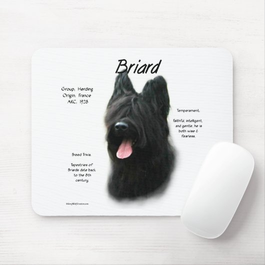 Briard (schwarz) History Design Mousepad (Mit Mouse)