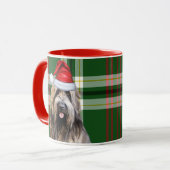Briard Shepherd Dog Green Holiday Kariert Weihnach Tasse (Vorderseite Links)