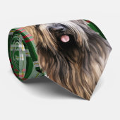 Briard Shepherd Dog und Green Kariert Christmas Krawatte (Gerollt)