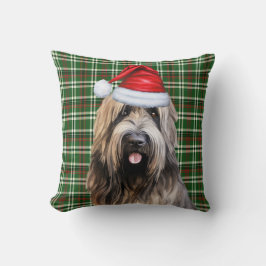 Briard Shepherd Green Kariert Weihnachtsfeiertag Kissen