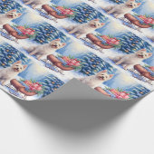 Briard Vintage Sleigh Winter Christmas Art Geschenkpapier (Ecke)