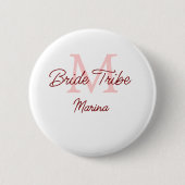 Bribe Stamm Monogramm rotes Brautparty einfache Mi Button (Vorderseite)