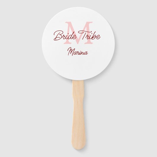 Bribe Stamm Monogramm rotes Brautparty einfache Mi Fächer (Rückseite)