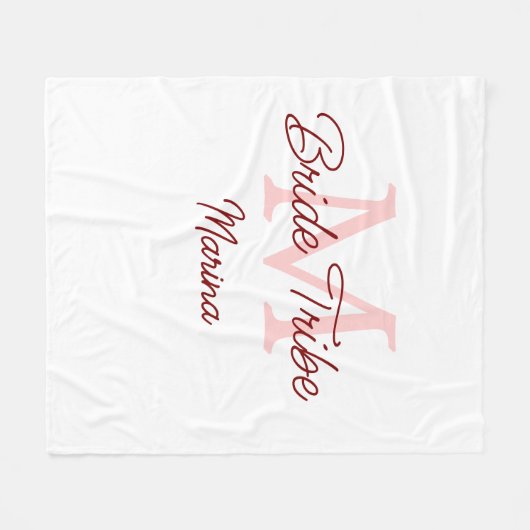 Bribe Stamm Monogramm rotes Brautparty einfache Mi Fleecedecke (Vorderseite (Horizontal))
