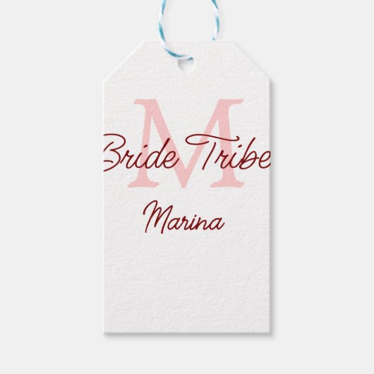 Bribe Stamm Monogramm rotes Brautparty einfache Mi Geschenkanhänger (Vorderseite)