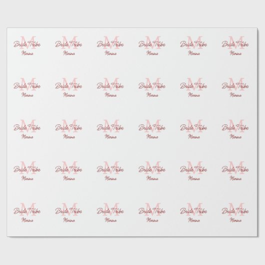 Bribe Stamm Monogramm rotes Brautparty einfache Mi Geschenkpapier (Flach)