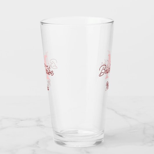 Bribe Stamm Monogramm rotes Brautparty einfache Mi Glas (Rechts)