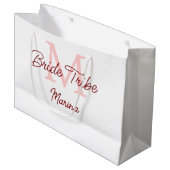 Bribe Stamm Monogramm rotes Brautparty einfache Mi Große Geschenktüte (Vorderseite Schrägansicht)