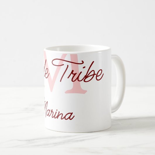 Bribe Stamm Monogramm rotes Brautparty einfache Mi Kaffeetasse (VorderseiteRechts)