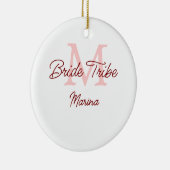 Bribe Stamm Monogramm rotes Brautparty einfache Mi Keramik Ornament (Rechts)