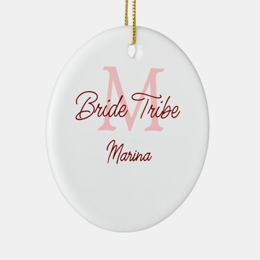 Bribe Stamm Monogramm rotes Brautparty einfache Mi Keramik Ornament (Rechts)