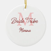 Bribe Stamm Monogramm rotes Brautparty einfache Mi Keramik Ornament (Vorne)