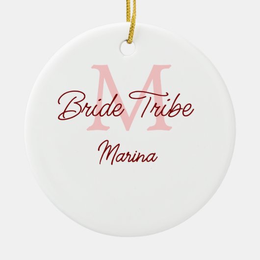 Bribe Stamm Monogramm rotes Brautparty einfache Mi Keramik Ornament (Vorne)