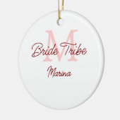 Bribe Stamm Monogramm rotes Brautparty einfache Mi Keramik Ornament (Links)