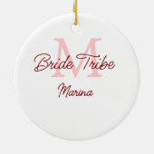 Bribe Stamm Monogramm rotes Brautparty einfache Mi Keramik Ornament (Hinten)