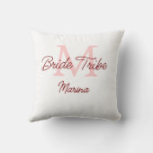 Bribe Stamm Monogramm rotes Brautparty einfache Mi Kissen (Rückseite)