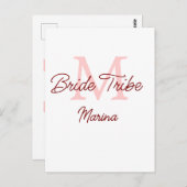 Bribe Stamm Monogramm rotes Brautparty einfache Mi Postkarte (Vorne/Hinten)