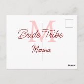 Bribe Stamm Monogramm rotes Brautparty einfache Mi Postkarte (Rückseite)
