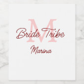 Bribe Stamm Monogramm rotes Brautparty einfache Mi Weinetikett (Einzelnes Label)