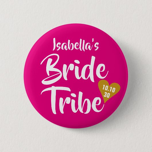 Bribe Tribe Gold Date Herz Personalisiert Button (Vorderseite)