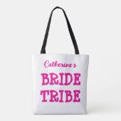 Bribe Tribe Hot Pink Junggeselinnen-Abschied Tote Tasche (Rückseite)