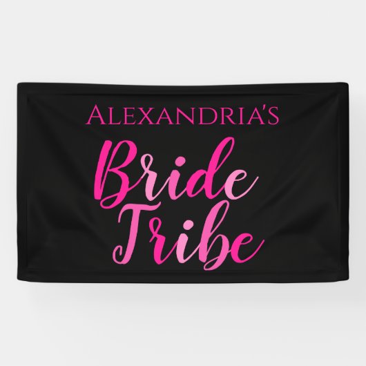 Bribe Tribe Junggeselinnen-Abschied Hot Pink Black Banner (Horizontal)