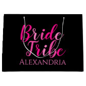Bribe Tribe Junggeselinnen-Abschied Hot Pink Black Große Geschenktüte (Vorderseite)