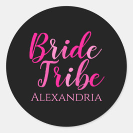 Bribe Tribe Junggeselinnen-Abschied Hot Pink Black Runder Aufkleber