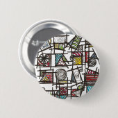 Bric A Brac-Abstract Geometric Ink Doodle Art Button (Vorne & Hinten)