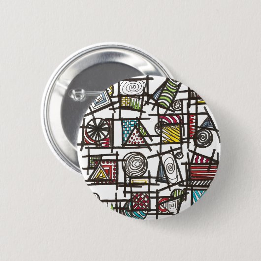 Bric A Brac-Abstract Geometric Ink Doodle Art Button (Vorne & Hinten)