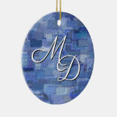 Brick Abstrakt Winter Blues Monogragram Ornament (Rechts)