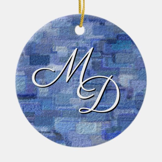 Brick Abstrakt Winter Blues Monogragram Ornament (Vorne)