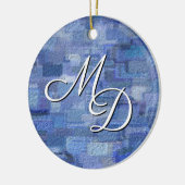 Brick Abstrakt Winter Blues Monogragram Ornament (Links)
