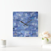 Brick Abstrakt Winter Blues Wall Clock Quadratische Wanduhr (Zuhause)