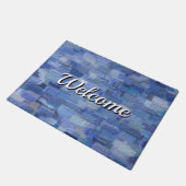 Brick Abstrakt Winter Blues Willkommen Doormat Fußmatte (Schrägansicht)