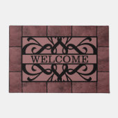 Brick Aged Red Black Filigree Willkommen Doormat Fußmatte (Vorderseite)