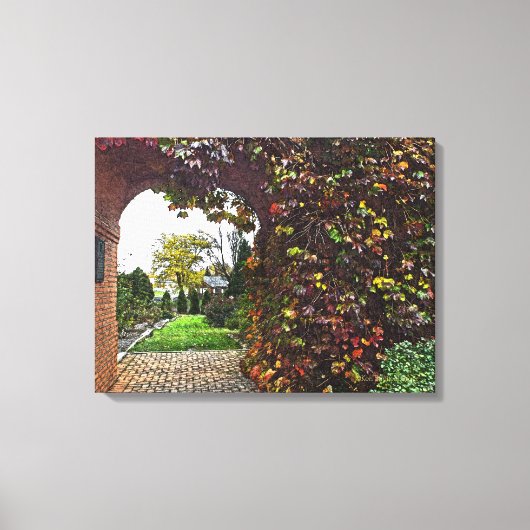 BRICK ARCHED DOORWAY/VINE DECKTE BRICK WALL LEINWANDDRUCK (Vorderseite)