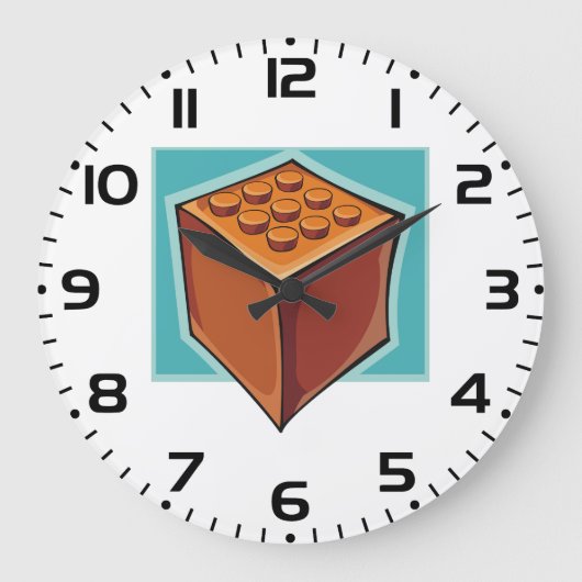 Brick Block Fun Building Toy Große Wanduhr (Vorderseite)