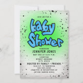 Brick Blue Green Graffiti 90s Hip Hop Baby Shower Einladung (Vorderseite)