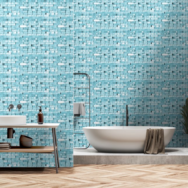 Brick Blue Pattern Tapete (Badezimmer)