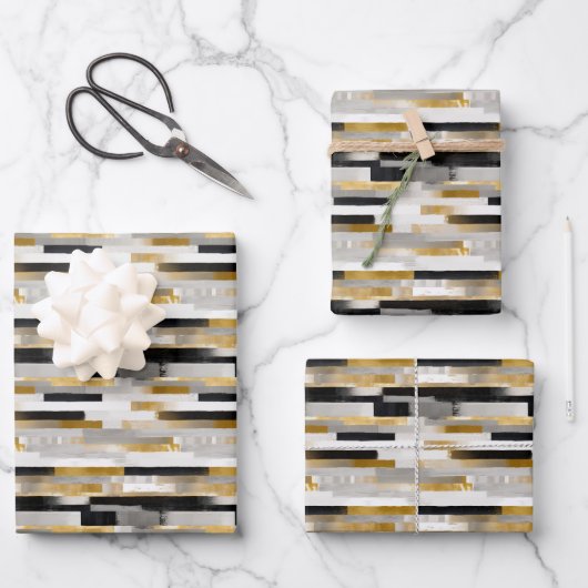 Brick Bond Brushstrokes Geometrisches Muster Geschenkpapier Set (Vorderseite)