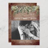Brick Botanical String Lights Foto Wedding Save The Date (Vorne/Hinten)