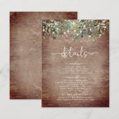 Brick Botanical Wedding Green Details Begleitkarte (Vorne/Hinten)