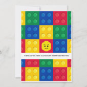 Brick Builder Block Mann anpassbare Einladung (Rückseite)